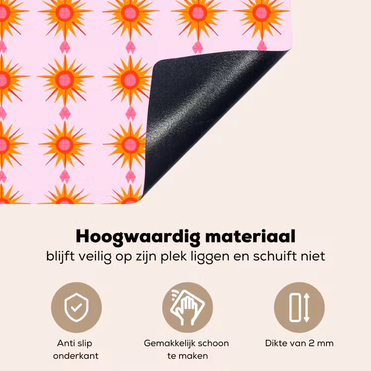Zon - Motief - Roze Inductie beschemer met haakjes klein 777 -ky-onderkant-nl