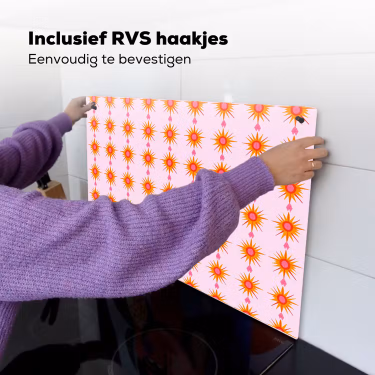 Zon - Motief - Roze Inductie beschemer met haakjes klein 777 -ky-ophangen-nl