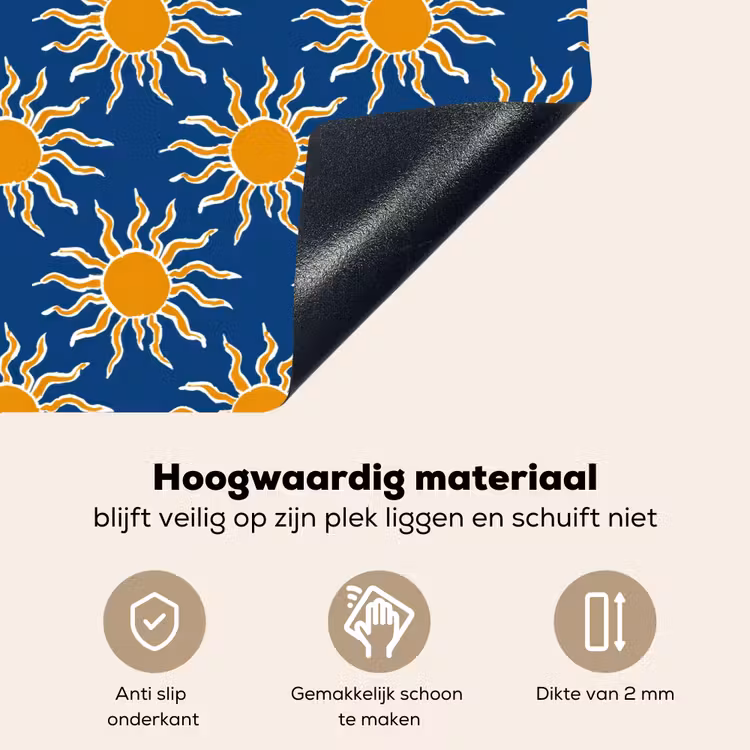Zon - Patroon - Blauw Inductie beschemer met haakjes klein 777 -ky-onderkant-nl