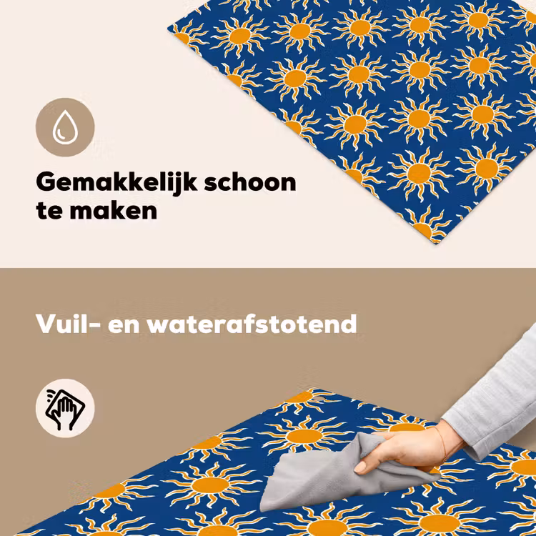 Zon - Patroon - Blauw Inductie beschemer met haakjes klein 777 -ky-schoon-nl