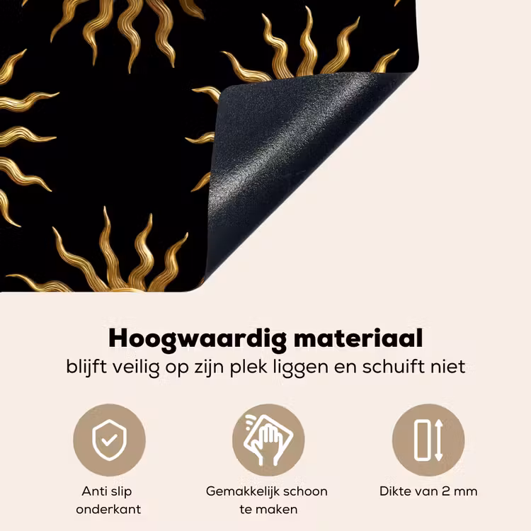 Zon - Patroon - Luxe - Goud - Zwart Inductie beschemer met haakjes klein 777 -ky-onderkant-nl