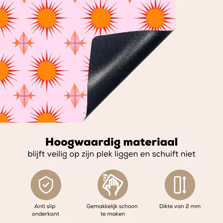 Zon - Patroon - Roze Inductie beschemer met haakjes klein 777 -ky-onderkant-nl