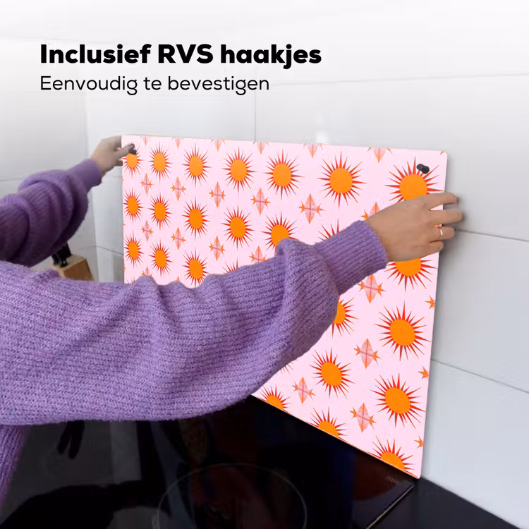 Zon - Patroon - Roze Inductie beschemer met haakjes klein 777 -ky-ophangen-nl
