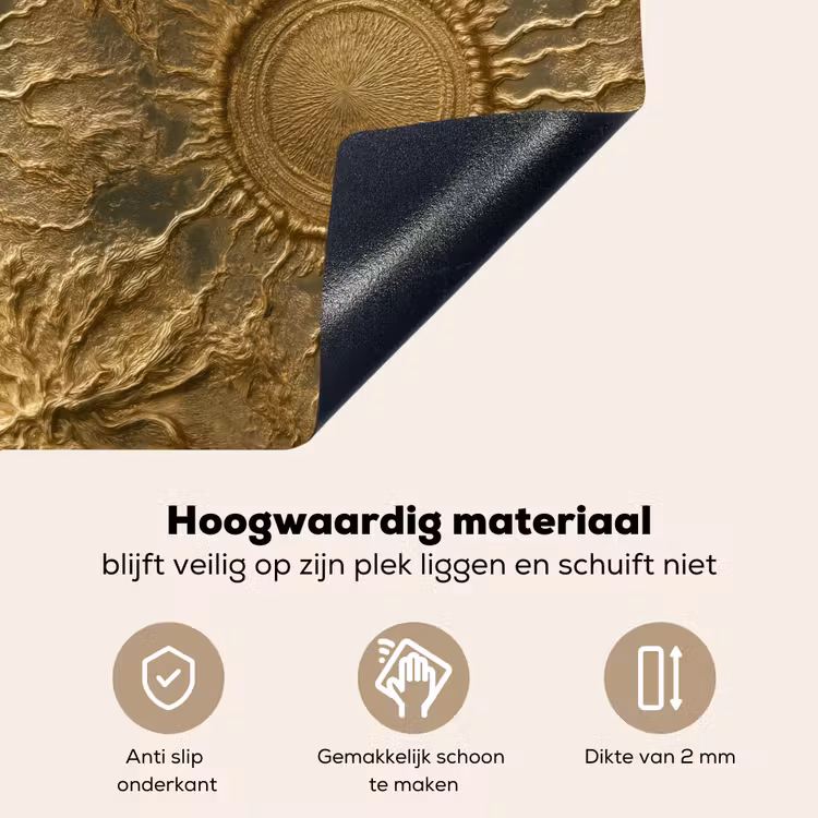 Zon - Reliëf - Antiek - Goud Inductie beschemer met haakjes klein 777 -ky-onderkant-nl