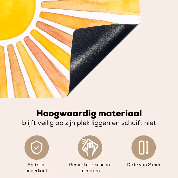 Zon - Stralen - Aquarel - Geel - Abstract Inductie beschemer met haakjes klein -ky-onderkant-nl