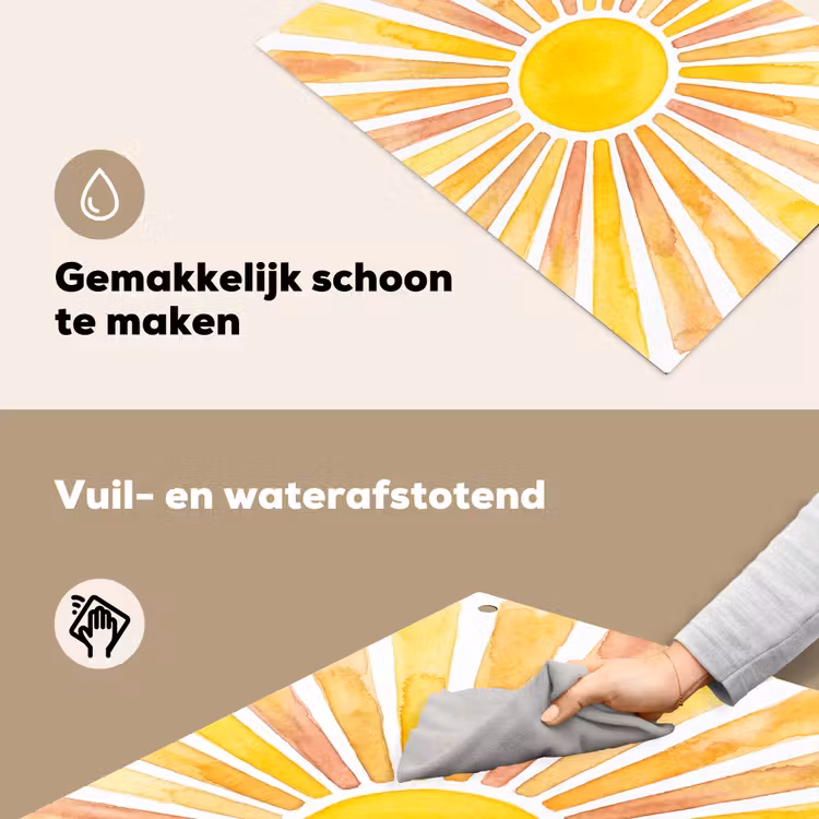 Zon - Stralen - Aquarel - Geel - Abstract Inductie beschemer met haakjes klein -ky-schoon-nl