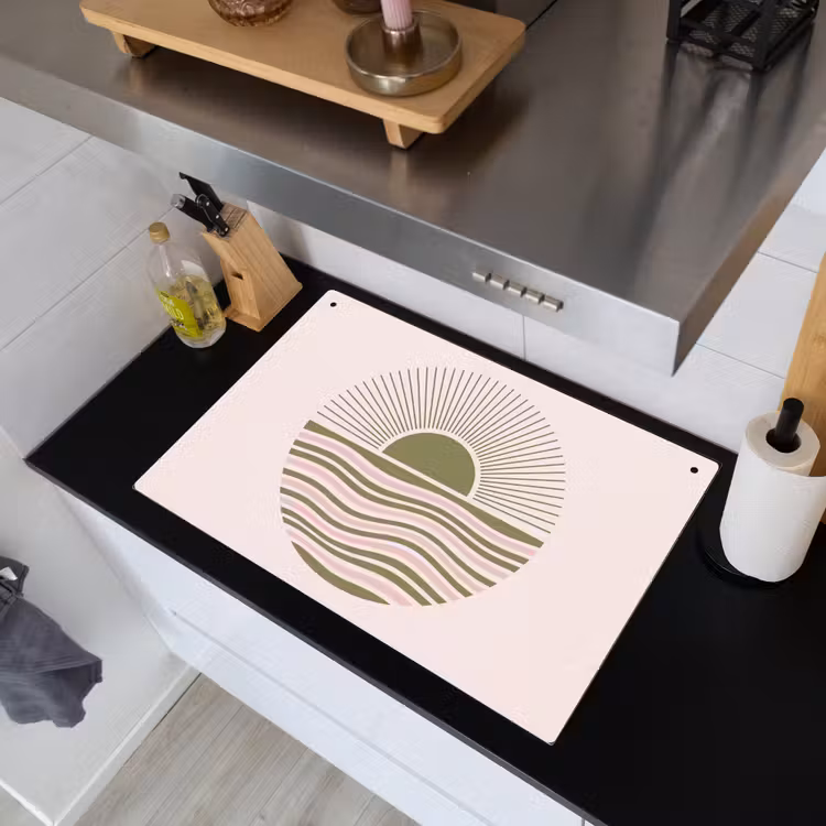 Zon - Zee - Abstract - Modern - Roze Inductie beschemer met haakjes klein -sfeer1