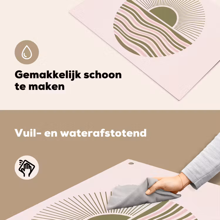 Zon - Zee - Abstract - Modern - Roze Inductie beschemer met haakjes klein -ky-schoon-nl