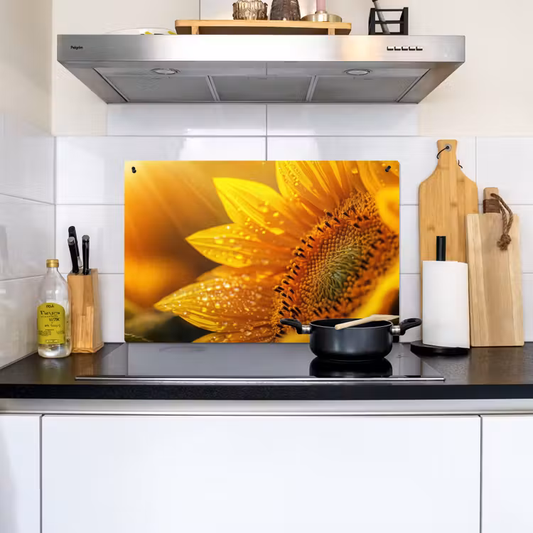 Zonnebloem - Dauwdruppels - Geel - Zonlicht Inductie beschemer met haakjes klein -sfeer2