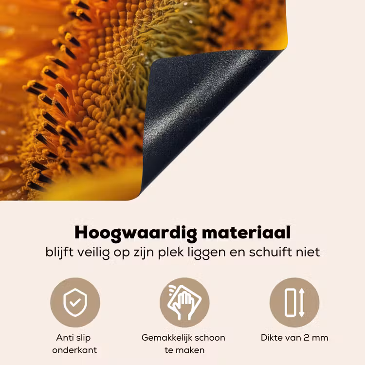 Zonnebloem - Dauwdruppels - Geel - Zonlicht Inductie beschemer met haakjes klein -ky-onderkant-nl