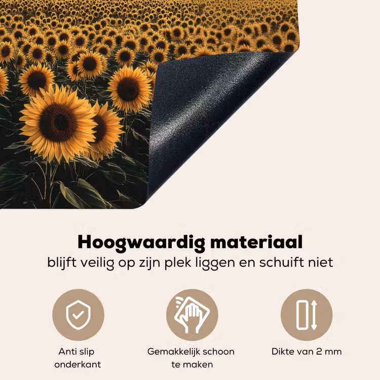 Zonnebloem - Veld - Windmolen Inductie beschemer met haakjes klein -ky-onderkant-nl