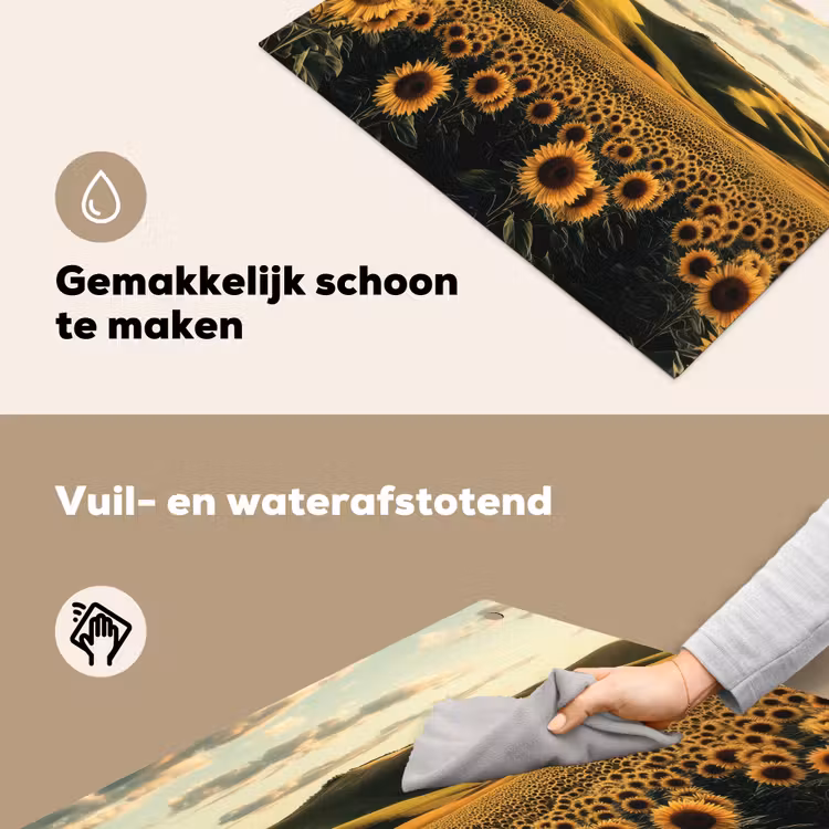 Zonnebloem - Veld - Windmolen Inductie beschemer met haakjes klein -ky-schoon-nl