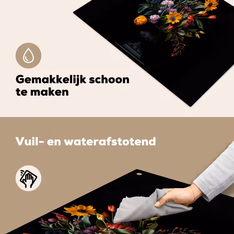 Zonnebloemen - Boeket - Kleurrijk Inductie beschemer met haakjes klein -ky-schoon-nl