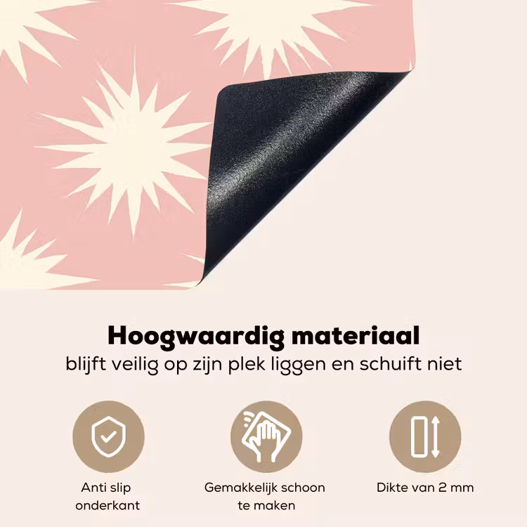 Zonnen - Patroon - Roze Inductie beschemer met haakjes klein 777 -ky-onderkant-nl