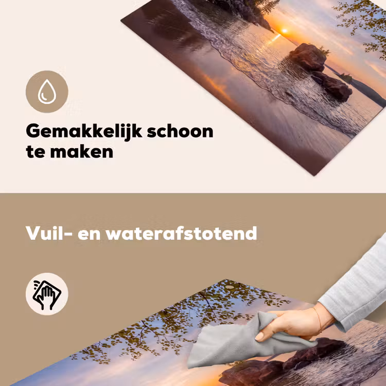 Zonsondergang - Kust - Water - Natuur - Oranje Inductie beschemer met haakjes klein -ky-schoon-nl