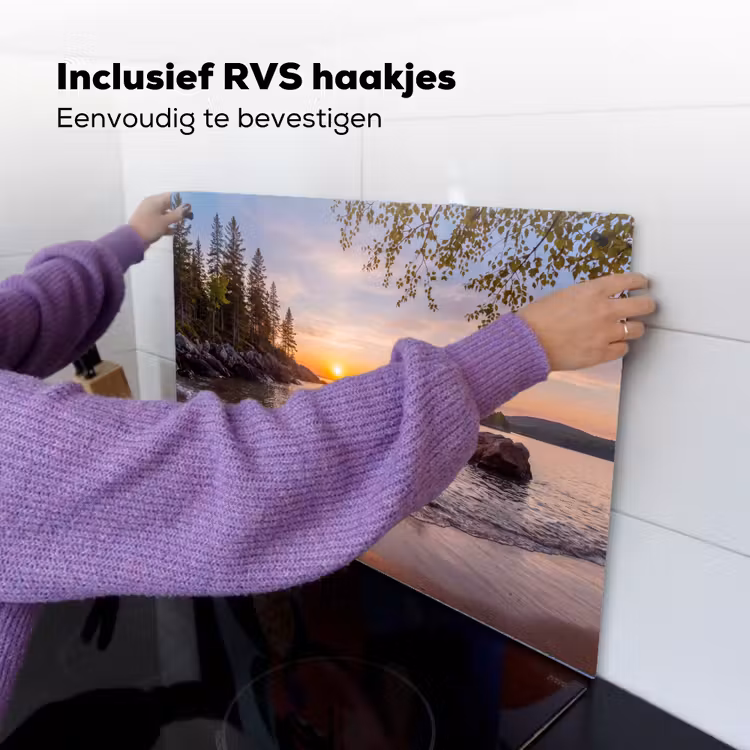 Zonsondergang - Kust - Water - Natuur - Oranje Inductie beschemer met haakjes klein -ky-ophangen-nl