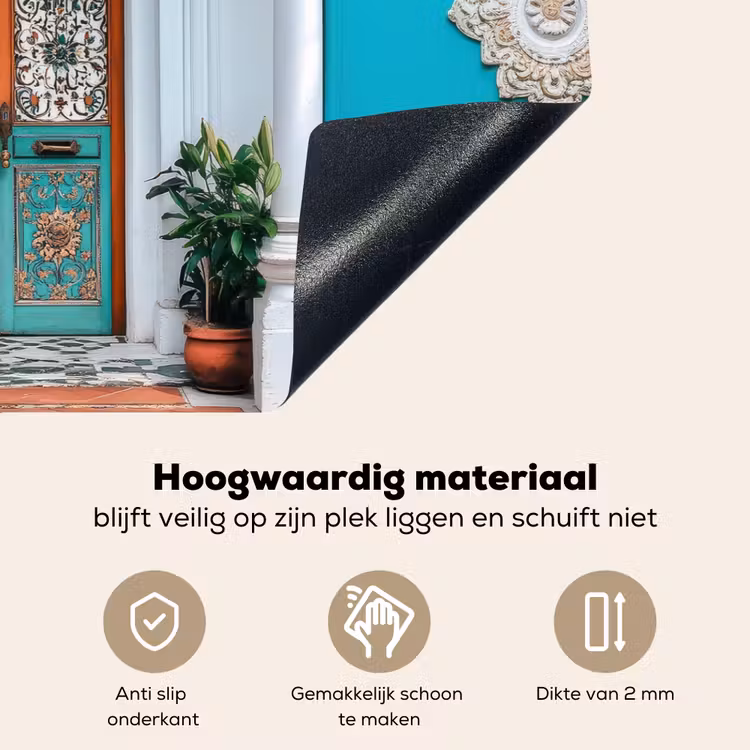 Zuilen - Sierlijke - Deur - Blauw Inductie beschemer met haakjes klein -ky-onderkant-nl