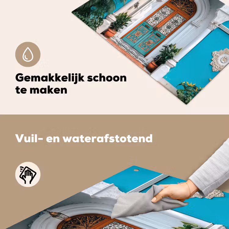 Zuilen - Sierlijke - Deur - Blauw Inductie beschemer met haakjes klein -ky-schoon-nl
