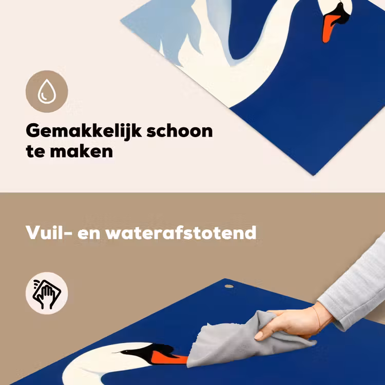 Zwaan - Wit - Snavel - Illustratie Inductie beschemer met haakjes klein -ky-schoon-nl