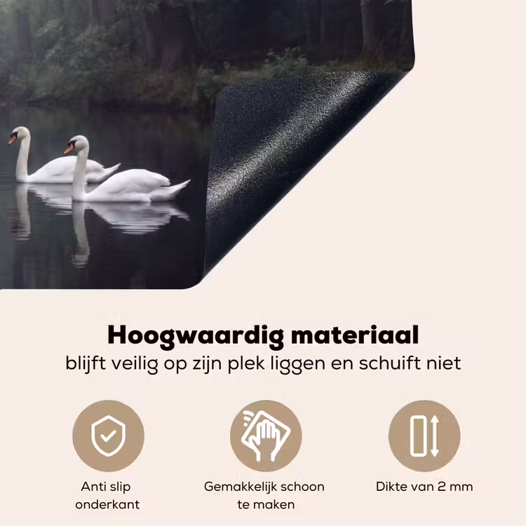 Zwanen - Rivier - Bos Inductie beschemer met haakjes klein -ky-onderkant-nl