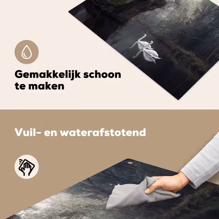 Zwanen - Rivier - Bos Inductie beschemer met haakjes klein -ky-schoon-nl