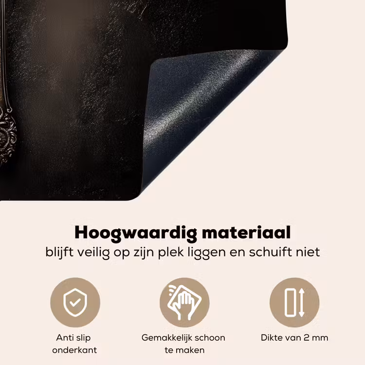 Zwart - Lepel - Caviar Inductie beschemer met haakjes klein -ky-onderkant-nl