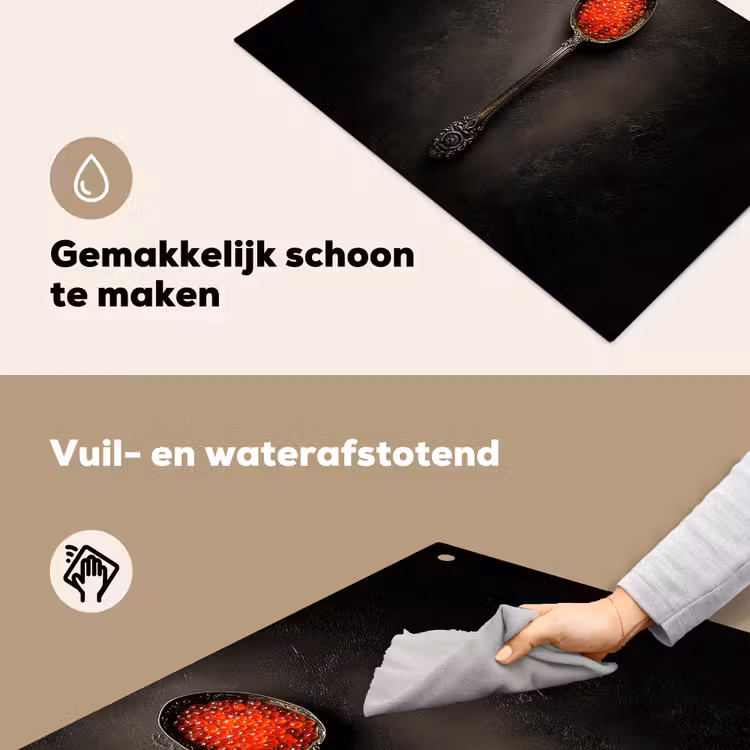 Zwart - Lepel - Caviar Inductie beschemer met haakjes klein -ky-schoon-nl
