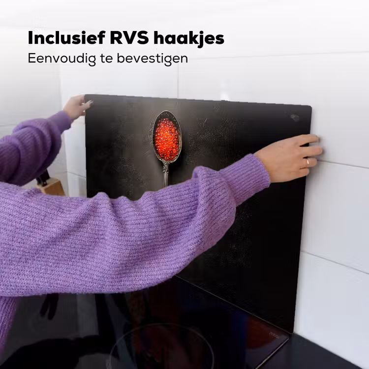 Zwart - Lepel - Caviar Inductie beschemer met haakjes klein -ky-ophangen-nl