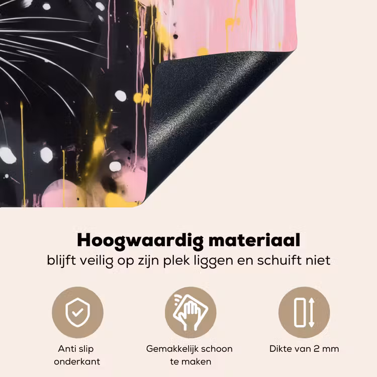 Zwart - Panter - Roze - Abstract Inductie beschemer met haakjes klein -ky-onderkant-nl