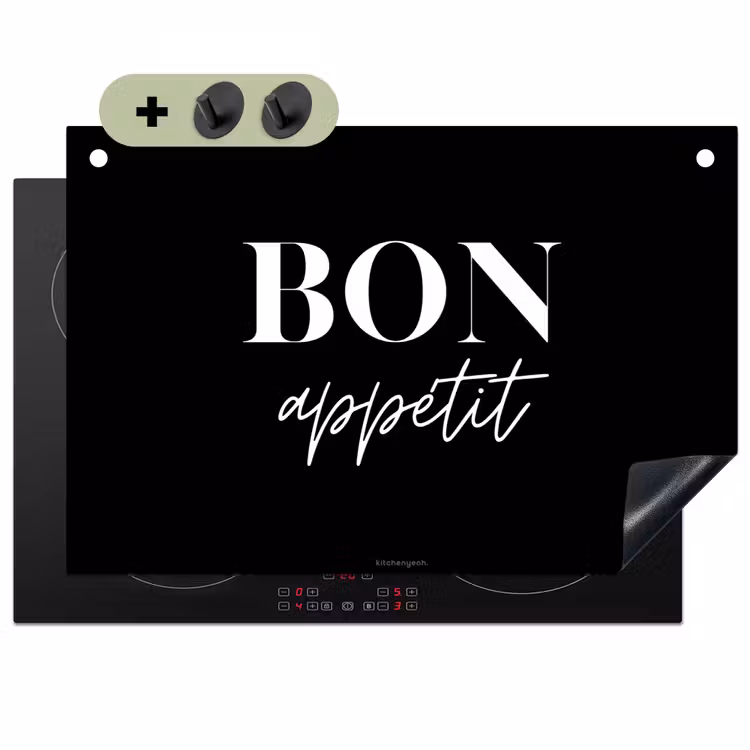 Inductiebeschermer & spatscherm (2in1) - Zwart - Quote - Bon appétit - Zwart - Quote - Bon appétit Inductie beschemer met haakjes klein
