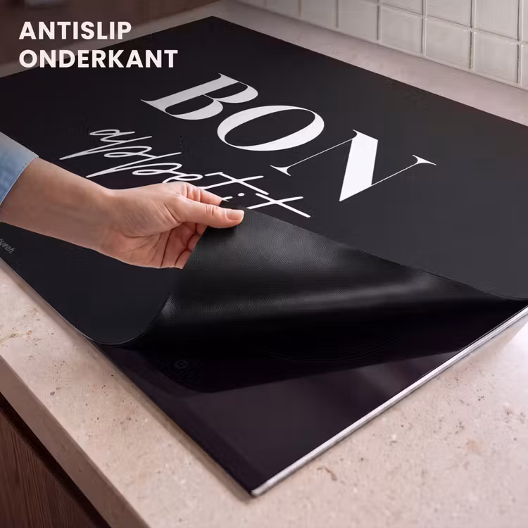 Inductiebeschermer & spatscherm (2in1) - Zwart - Quote - Bon appétit - Zwart - Quote - Bon appétit Inductie beschemer met haakjes klein