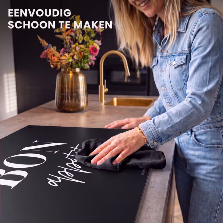 Inductiebeschermer & spatscherm (2in1) - Zwart - Quote - Bon appétit - Zwart - Quote - Bon appétit Inductie beschemer met haakjes klein
