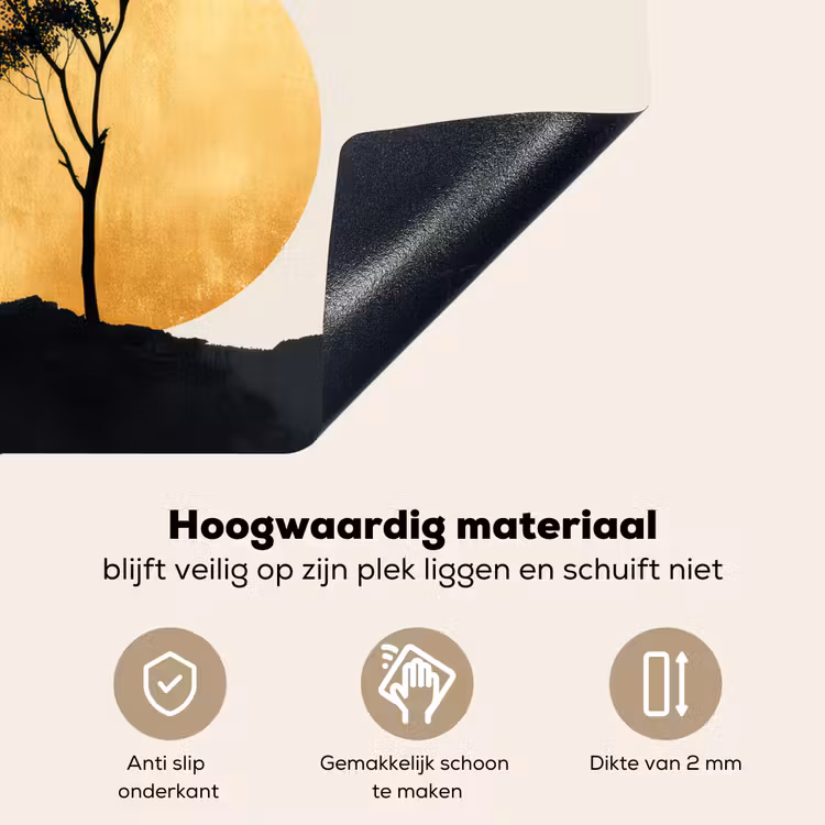 Zwarte boom - Gouden cirkel - Heuvel Inductie beschemer met haakjes middel -ky-onderkant-nl