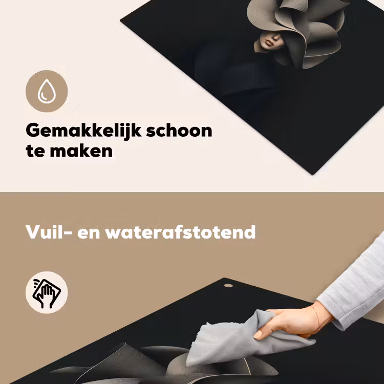 Zwarte - Hoed - Vrouw Inductie beschemer met haakjes klein -ky-schoon-nl