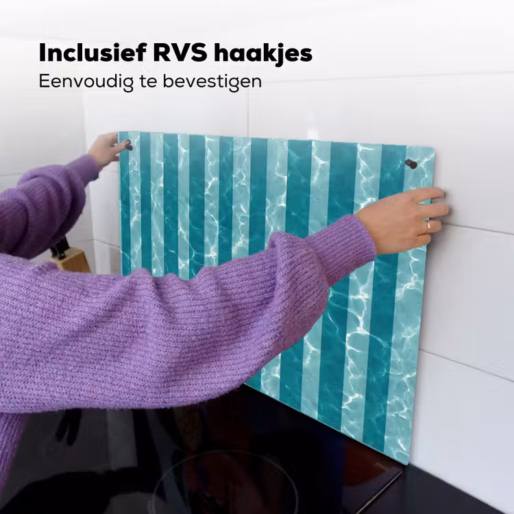 Zwembad - Strepen - Groen Inductie beschemer met haakjes klein 777 -ky-ophangen-nl