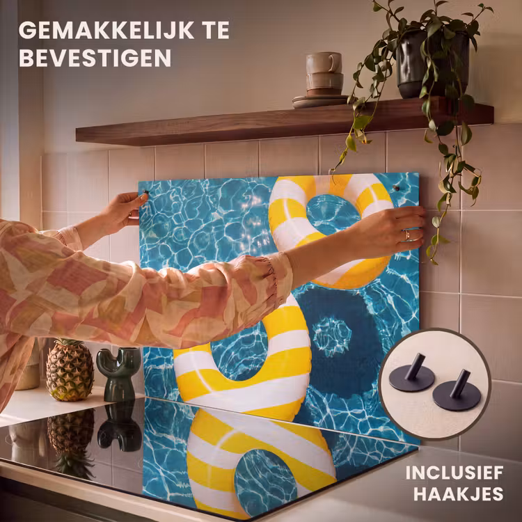 Zwembad - Zwembanden - Zomer - Geel - Blauw Inductie beschemer met haakjes klein -ky-ophangen-nl