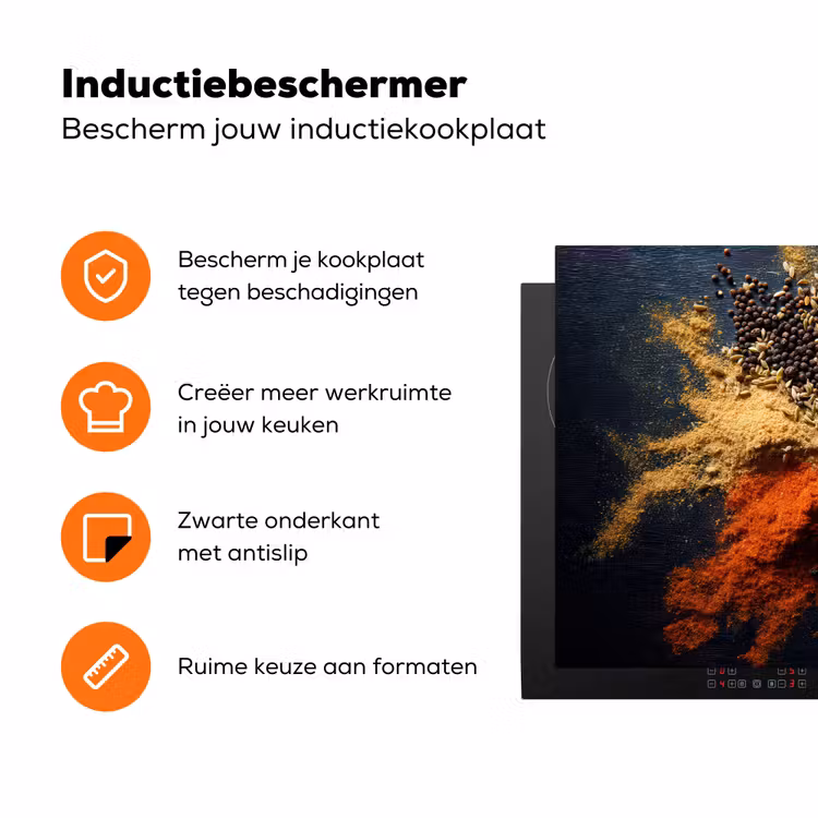 Specerijen - Explosie - Oranje Inductie beschermer vinyl 3mm klein -zzzzzzz-td-ups