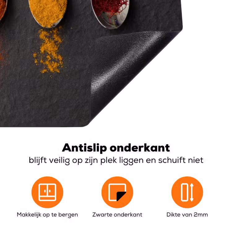 Specerijen - Lepels - Tafel - Rustiek - Kruiden Inductie beschermer vinyl 3mm klein -zzzzzzz-td-onderkant