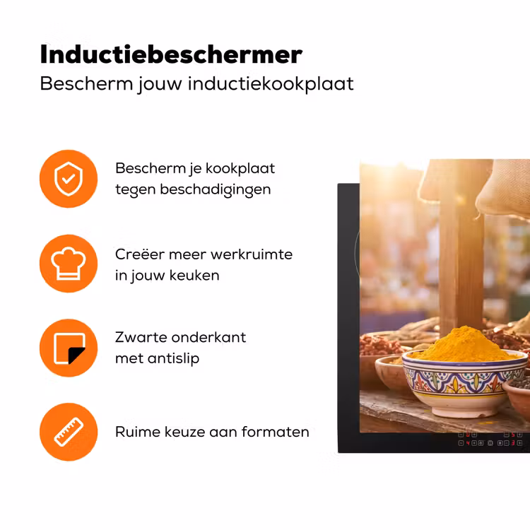 Inductiebeschermer - Specerijen - Markt - Kleurrijk - Specerijen - Markt - Kleurrijk Inductie beschermer vinyl 3mm klein