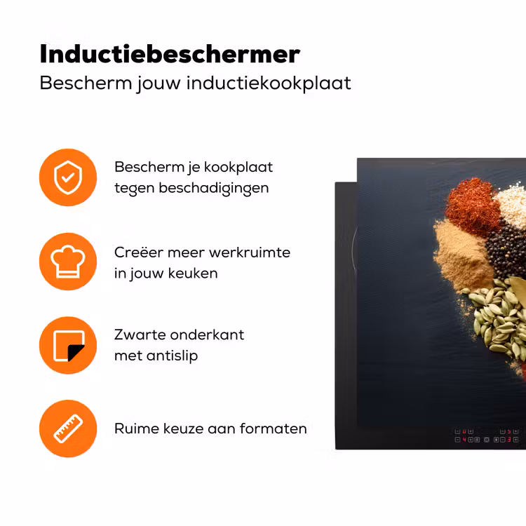 Specerijen - Mix - Hartvorm - Zwart Inductie beschermer vinyl 3mm klein -zzzzzzz-td-ups
