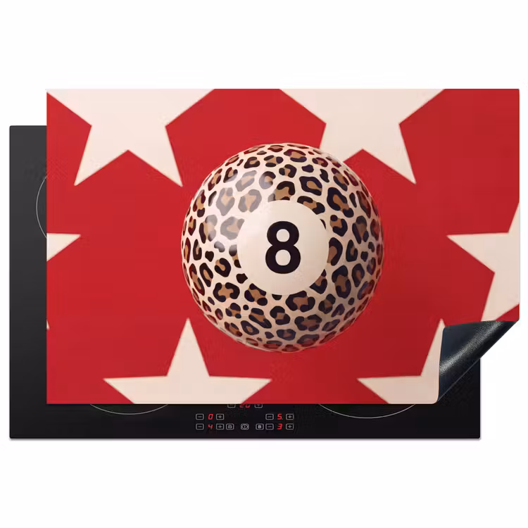 Spel - Dierenprint - Nummer 8 - Modern - Rood Inductie beschermer vinyl 3mm klein -3d