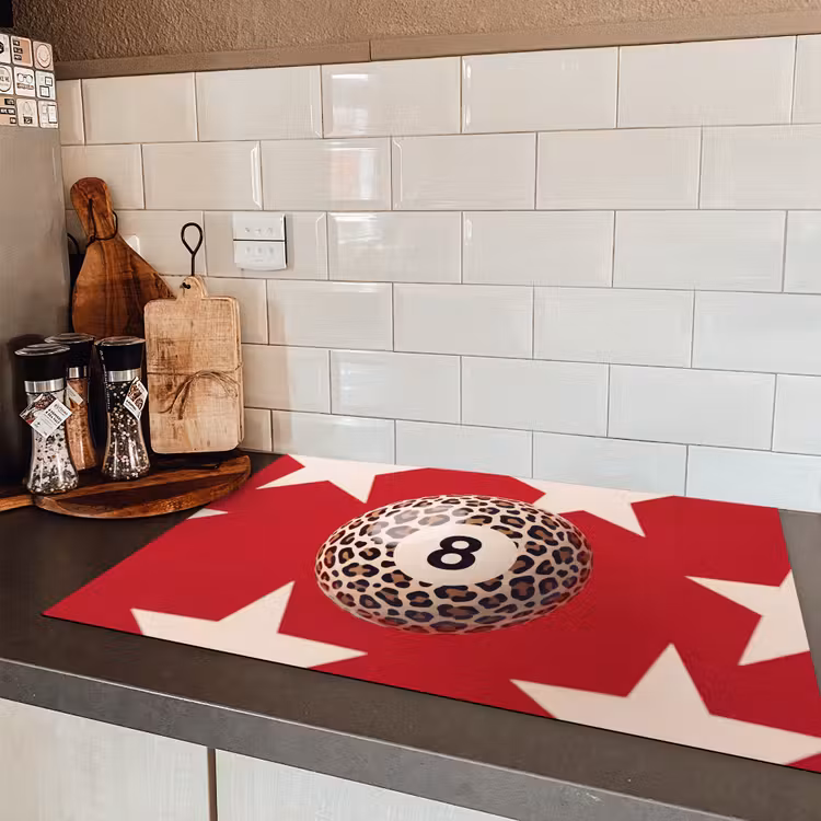 Spel - Dierenprint - Nummer 8 - Modern - Rood Inductie beschermer vinyl 3mm klein -sfeer3