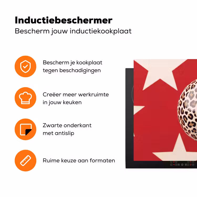 Spel - Dierenprint - Nummer 8 - Modern - Rood Inductie beschermer vinyl 3mm klein -zzzzzzz-td-ups
