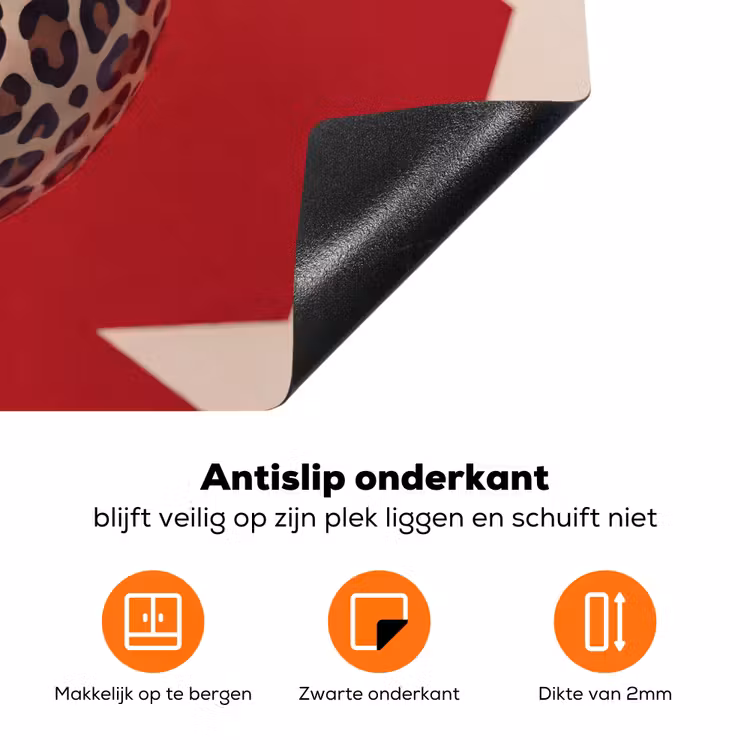 Spel - Dierenprint - Nummer 8 - Modern - Rood Inductie beschermer vinyl 3mm klein -zzzzzzz-td-onderkant