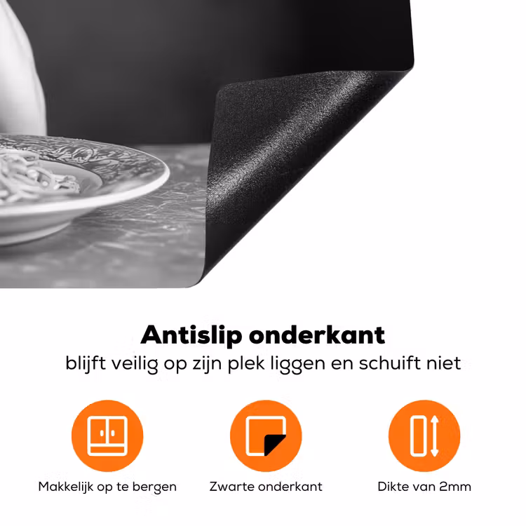 Sphynx - Kat - Dieren - Humor - Spaghetti - Zwart Wit Inductie beschermer vinyl 3mm klein -zzzzzzz-td-onderkant
