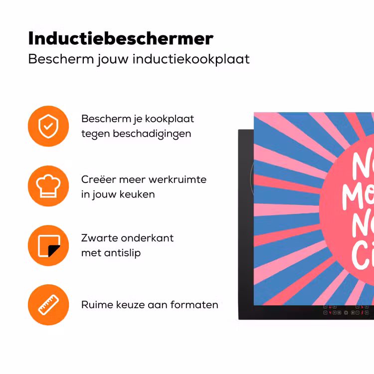 Spreuk - Grafisch - Abstract - Roze - Blauw Inductie beschermer vinyl 3mm klein -zzzzzzz-td-ups