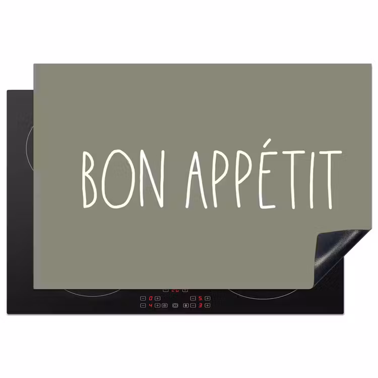 Spreuken - Bon appétit - Quotes - Eet smakelijk - Eten Inductie beschermer vinyl 3mm klein -3d
