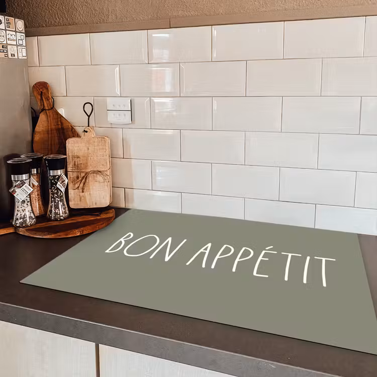 Spreuken - Bon appétit - Quotes - Eet smakelijk - Eten Inductie beschermer vinyl 3mm klein -sfeer3
