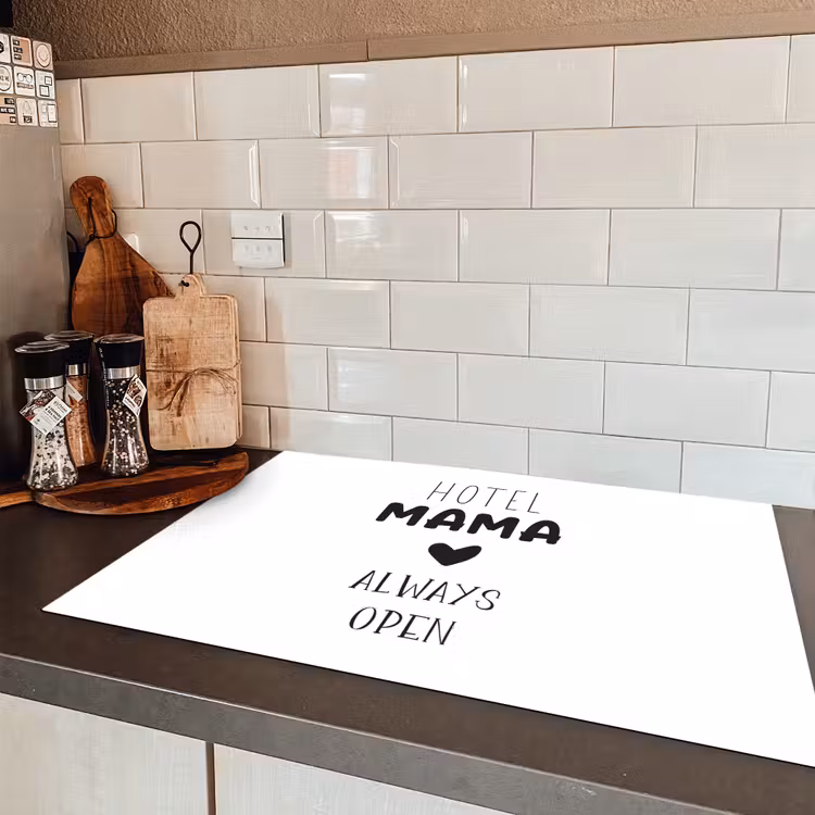 Spreuken - Hotel mama always open - Quotes - Mama Inductie beschermer vinyl 3mm klein -sfeer3