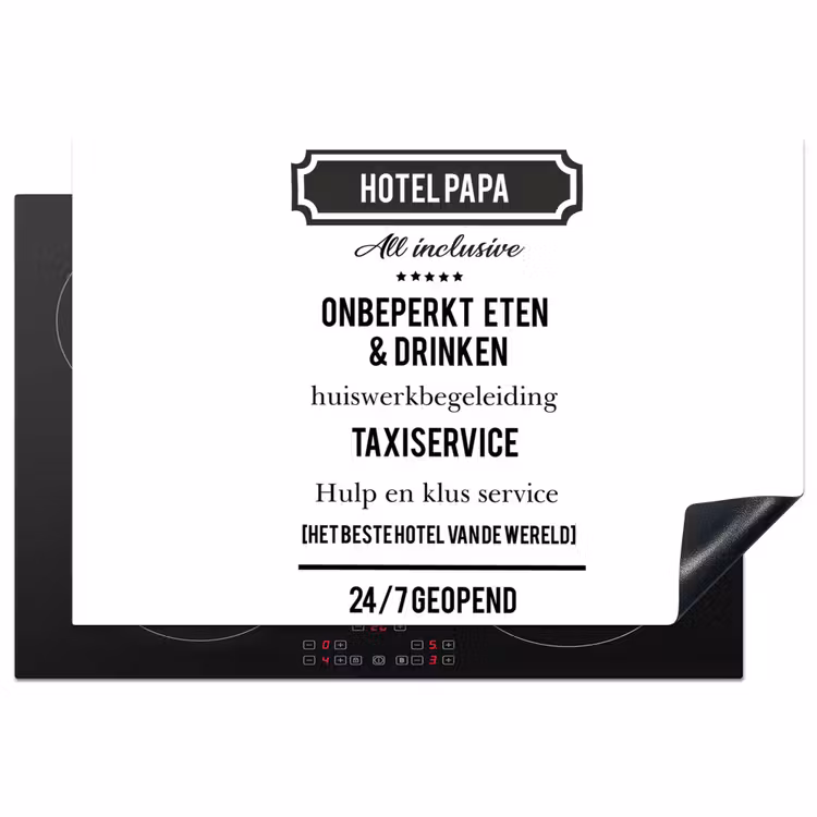 Spreuken - Hotel papa - Quotes - Vader Inductie beschermer vinyl 3mm klein -3d